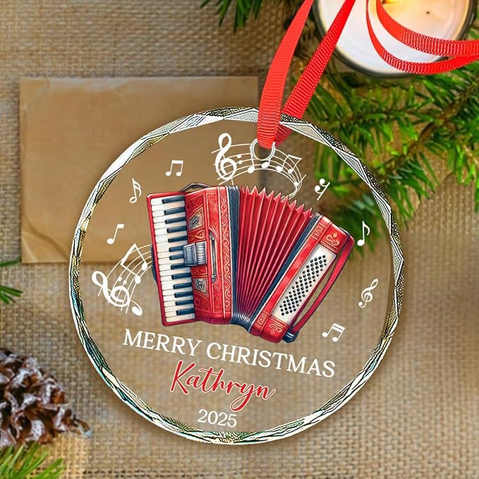 Musical Instrument With Name - Accordion Lover Christmas Ornament Gifts, Personalized