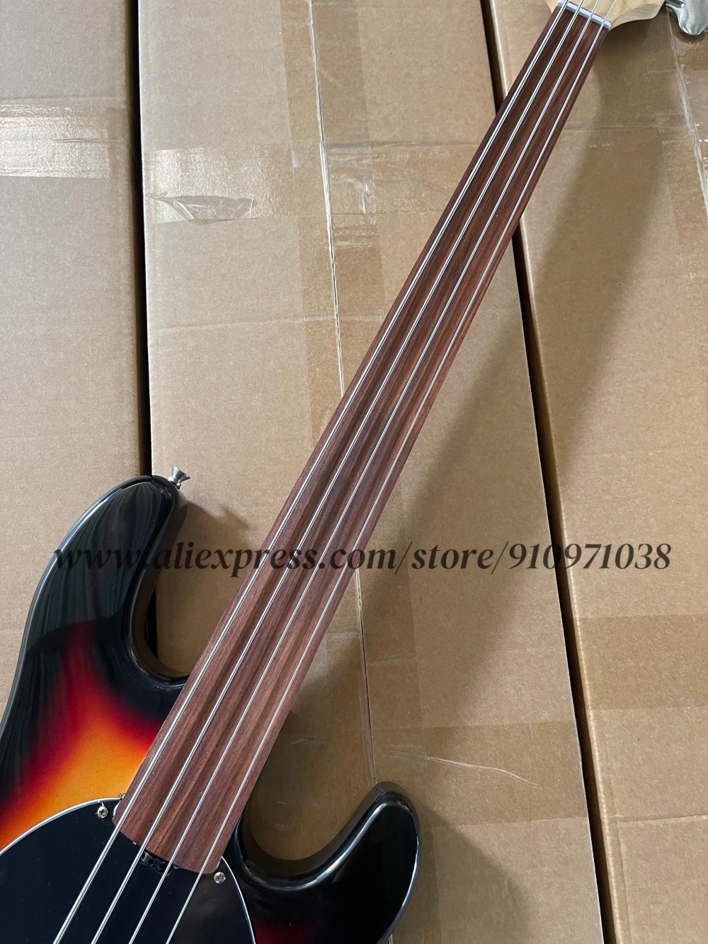 Bass Guitar Fretless - Sunset bass, 4 string bass, fixed