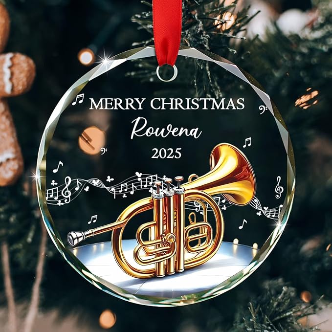 Musical Instrument With Name - Unique Cornet Instrument Glass Keepsake Ornament