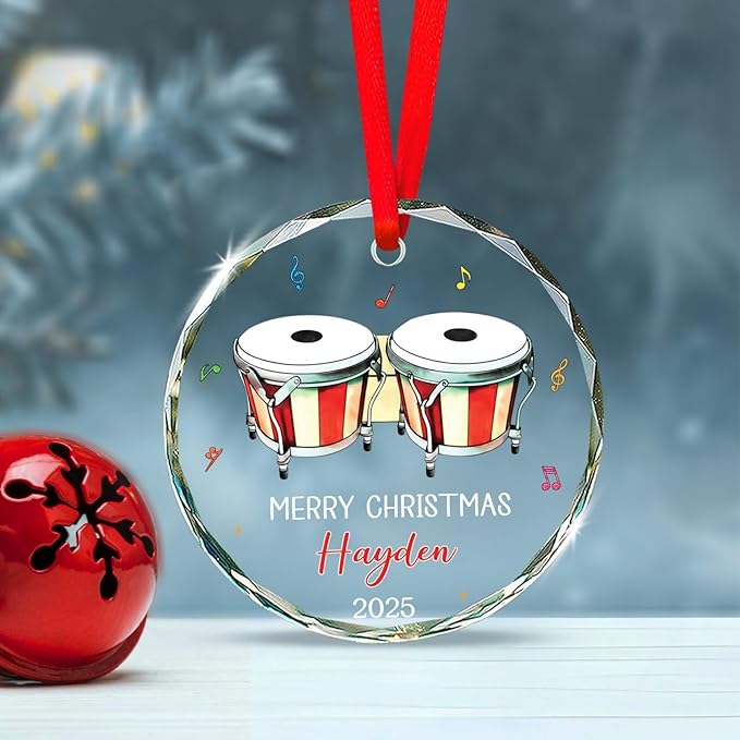 Musical Instrument With Name - Bongo Drum Player Christmas Ornament Gifts,