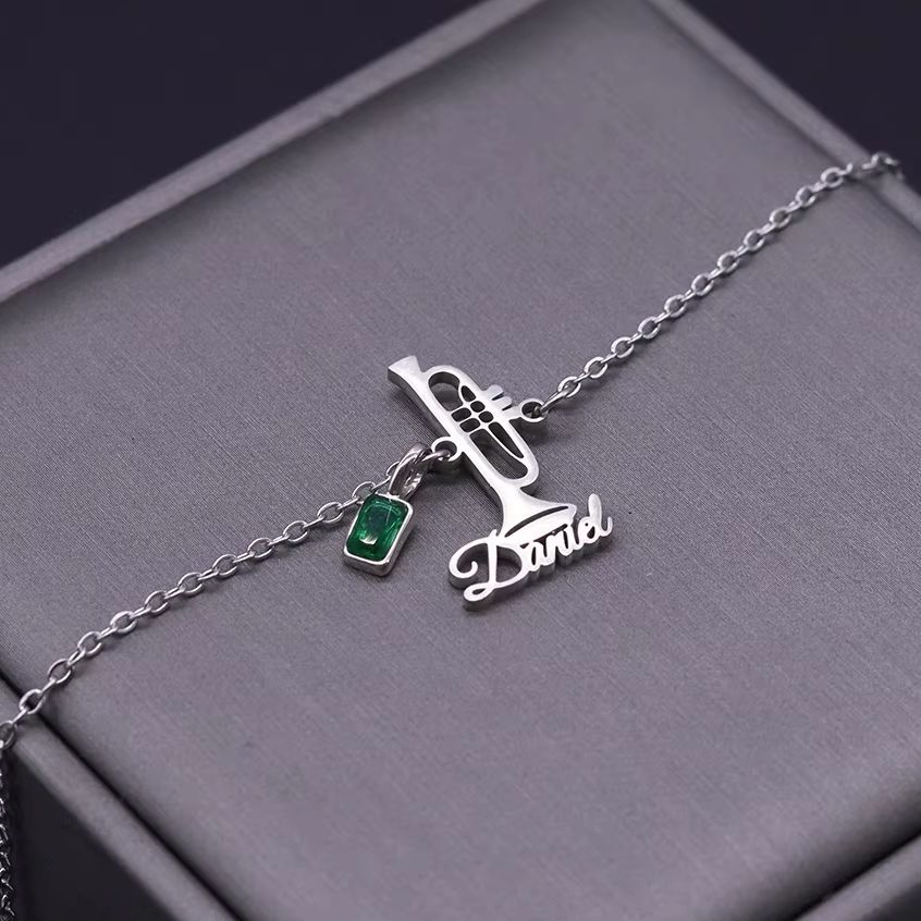 Musical Instrument With Name - Todorova Custom Name Trumpet Bracelet, Musical