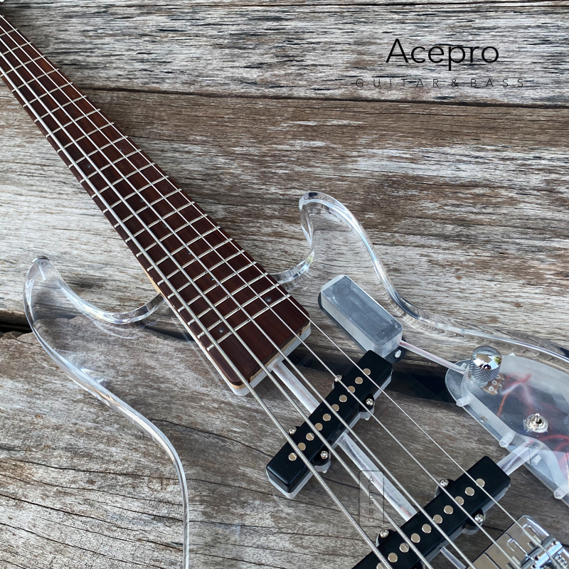 5 String Acrylic Electric Bass - Bass Guitar Fretless ulasan dan harga