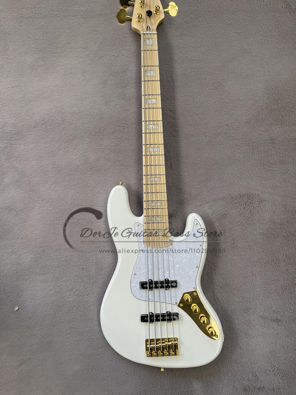 5 string white bass, golden fi - Bass Guitar Fretless ulasan dan harga