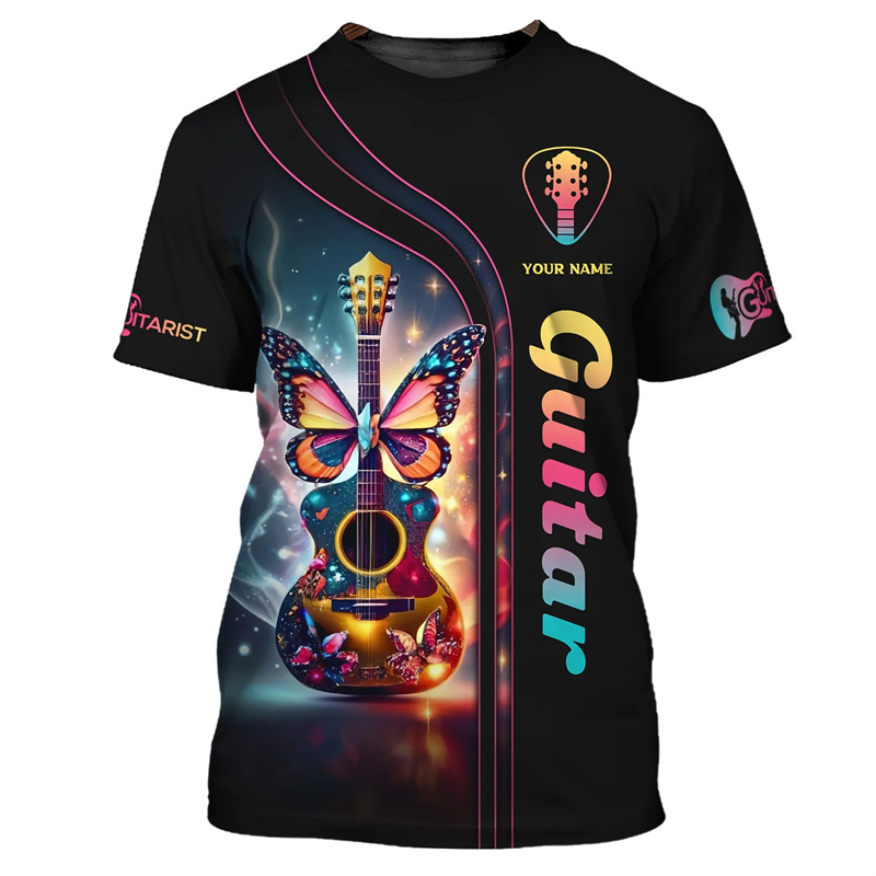 Fashion Guitar Bass 3D Print T - Musical Instrument With Name ulasan dan harga