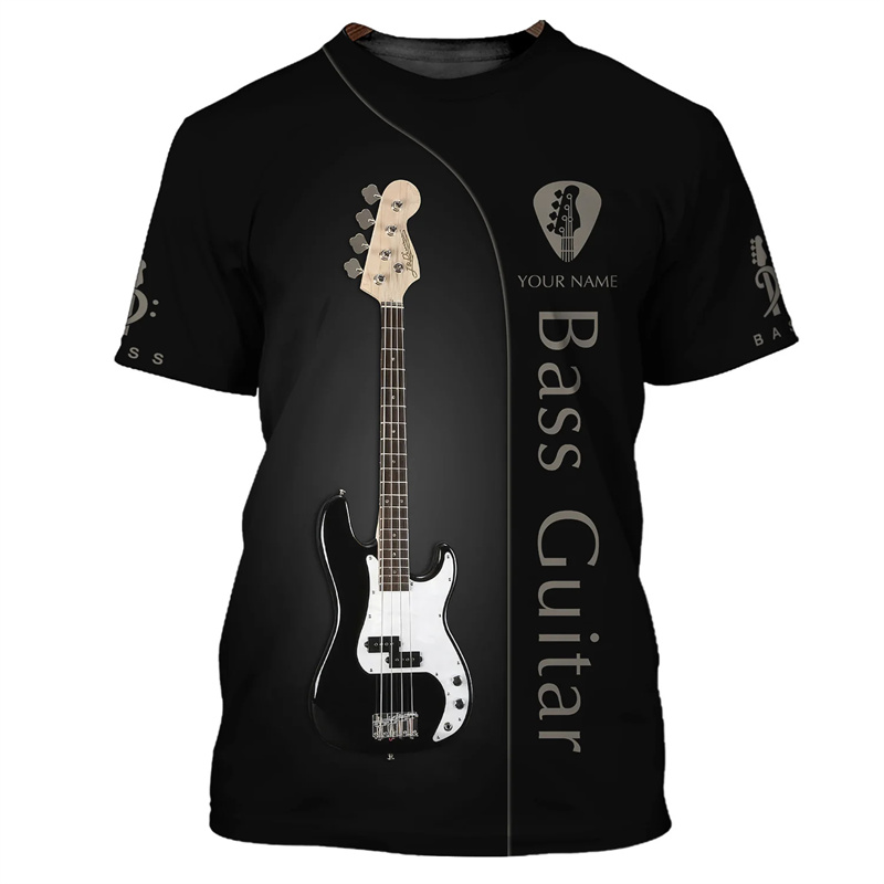 Fashion Guitar Bass 3D Print T - Musical Instrument With Name ulasan dan harga