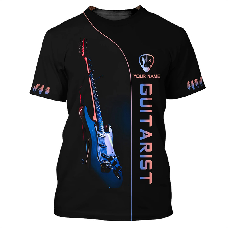 Fashion Guitar Bass 3D Print T - Musical Instrument With Name ulasan dan harga